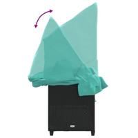 Ligbed met luifel en kussens poly rattan zwart - thumbnail