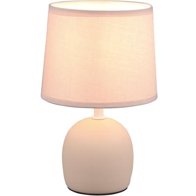 LED Tafellamp - Tafelverlichting - Trion Zikkom - E14 Fitting - Rond - Mat Crème - Keramiek