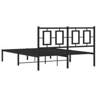 Bedframe met hoofdbord metaal zwart 140x190 cm - thumbnail