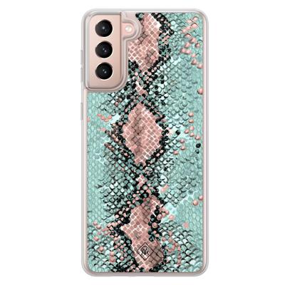 Samsung Galaxy S21 hybride hoesje - Snake pastel