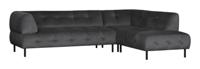WOOOD Hoekbank 'Lloyd' Rechts, Velvet, kleur Cast Iron - thumbnail