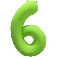 Folieballon Cijfer 6 Neon Groen (86cm) - thumbnail