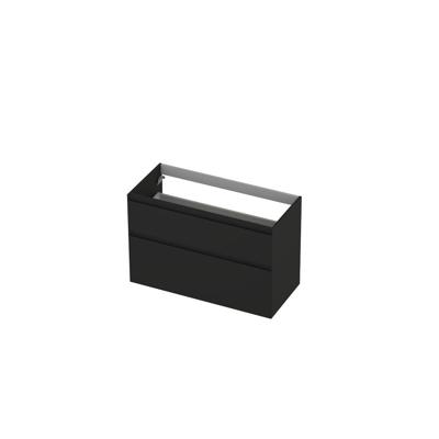INK - Onderkast 2 Laden Greeploos Gelakt 45gr A-symmetrisch - 1000x450x650 Mm - Mat Zwart