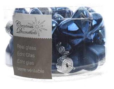 12 Glazen sterren 40 mm nacht blauw - Decoris
