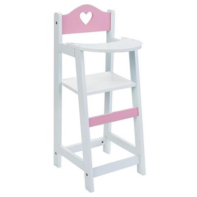 Houten poppenstoel - Wit/Roze - met Hartje
