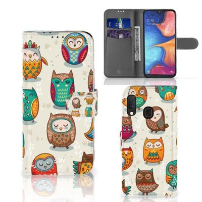 Samsung Galaxy A20e | Telefoonhoesje | Met pasjeshouder | Vrolijke Uilen