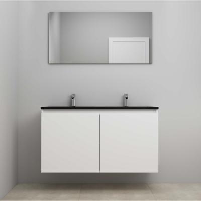 On-Line Badkamermeubelset - 120 cm - Voorgemonteerd - Greeploze Ladestructuur - Acryl Wastafel - 2 Kraangaten - Spiegel - Mat Wit - V02