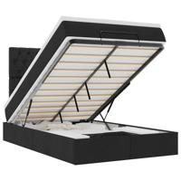 Ottoman bed met matras en LED's 120x190 cm stof zwart - thumbnail