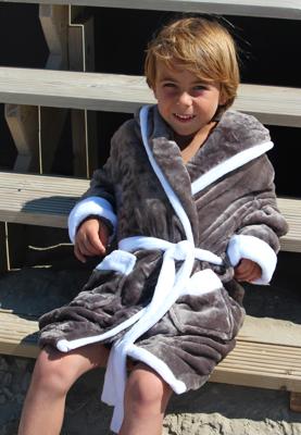 Badjas kind grijs / badjas met capuchon - S (5-6 jaar)