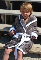 Badjas kind grijs / badjas met capuchon - S (5-6 jaar) - thumbnail