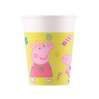 Gele Peppa Pig Feestbekers (8st) - thumbnail