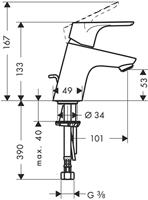 Hansgrohe Focus E2 wastafelkraan met waste chroom 31730000 - thumbnail
