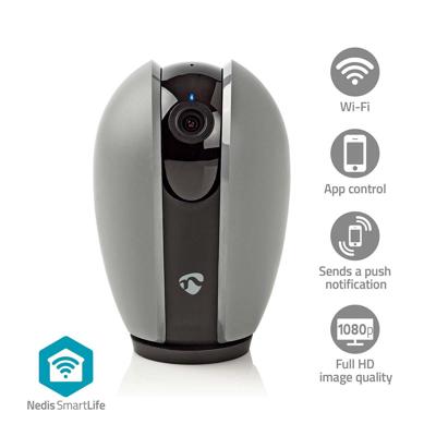 Nedis WIFICI21CGY Smartlife Camera Voor Binnen Wi-fi Full Hd 1080p Kiep En Kantel Cloud Opslag (optioneel) / Microsd (niet Inbegrepen) Nachtzicht Android™ / Ios Donkergrijs / Wit