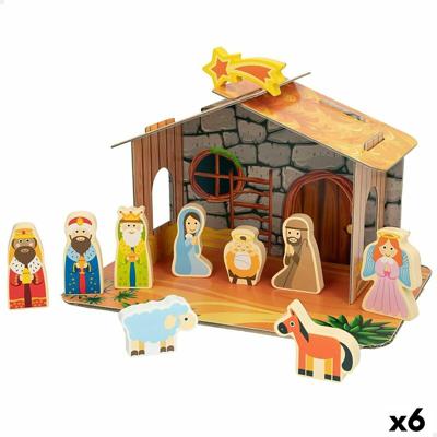 Kerststal set Woomax Hout Karton 22 x 16 x 12 cm 11 Onderdelen