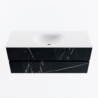 MONDIAZ VICA 120cm badmeubel onderkast Marquina 2 lades. Wastafel MOON midden 1 kraangat, kleur Talc.