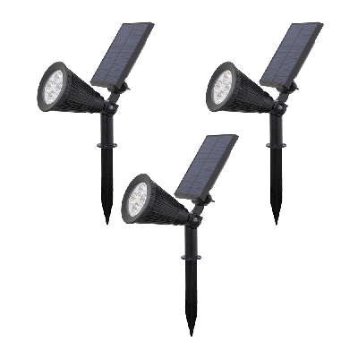 Solar spot highlight voor wandmontage of grondspies koud wit voordeelset 3