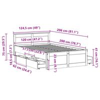 Bedframe zonder matras met hoofdbord grenenhout wit 120x200 cm - thumbnail