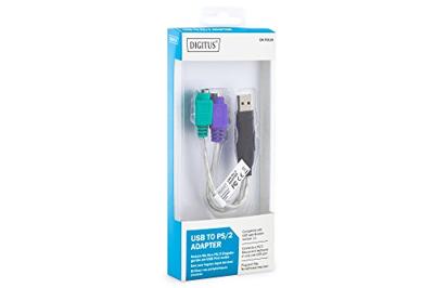 Digitus USB / PS/2 Toetsenbord/muis Adapterkabel [1x USB-A 2.0 stekker - 2x PS/2-bus] 10.00 cm Transparant