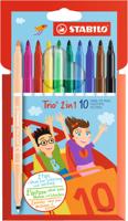 Stabilo trio 2 in 1 - viltstift en fineliner in een - set 10 stuks - thumbnail