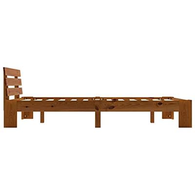 VidaXL Bedframe met hoofdbord grenenhout honingbruin 140x200 cm VidaXL Bedframe met hoofdbord grenenhout honingbruin 140x200 cm