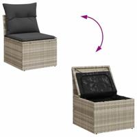 6-delige Loungeset met kussens poly rattan lichtgrijs - thumbnail