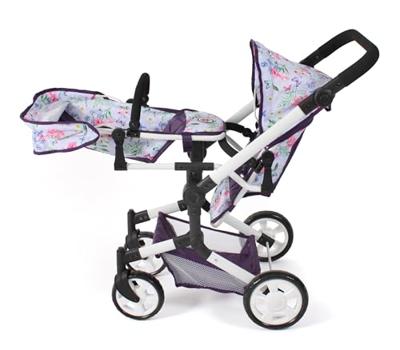 Tweeling Poppenwagen Linus Duo - Flowers Lila