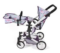 Tweeling Poppenwagen Linus Duo - Flowers Lila - thumbnail