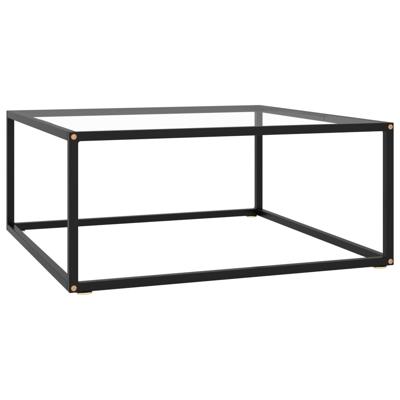 Salontafel met gehard glas 80x80x35 cm zwart
