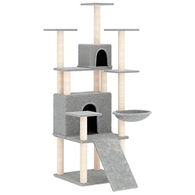 VidaXL Kattenmeubel met sisal krabpalen 154 cm lichtgrijs VidaXL Kattenmeubel met sisal krabpalen 154 cm lichtgrijs