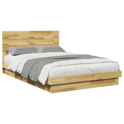 Bedframe hoofdeinde zonder matras 120x190 cm massief hout eiken