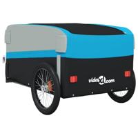 Fietstrailer 45 kg ijzer zwart en blauw - thumbnail