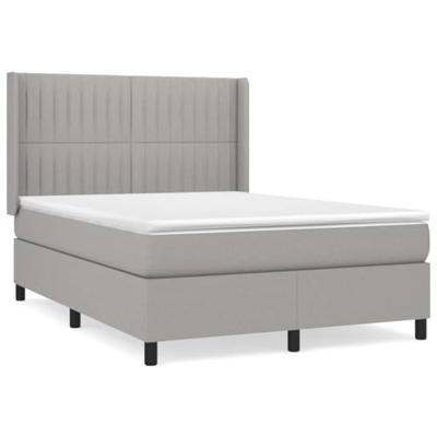 Boxspring met matras stof lichtgrijs 140x190 cm