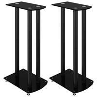 VidaXL Luidsprekerstandaards 2 st 3 pijlers gehard glas zwart - thumbnail