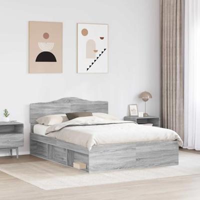 Bedframe Grijs Sonoma 140 x 190 cm Massief grenenhout