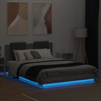 Bedframe met hoofdbord en LED grijs sonoma eiken 150x200 cm - thumbnail