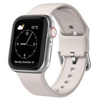 By Qubix - Soft siliconen bandje met gespsluiting - Sterrenlicht/starlight - Compatible met Apple Watch 38mm / 40mm / 41mm / 42mm - Compatible Apple - thumbnail