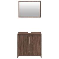 2-delige Badkamermeubelset bewerkt hout bruin eikenkleur - thumbnail
