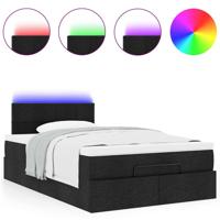 Ottoman bed met matras en LED's 120x200 cm stof zwart - thumbnail