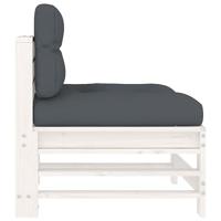 Middenbank met kussens massief grenenhout wit - thumbnail