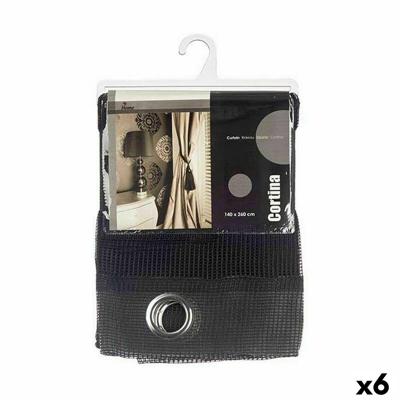 Gordijn 140 x 260 cm Rooster Zwart (6 Stuks)