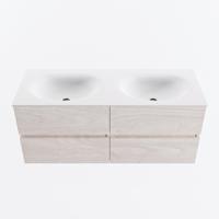 MONDIAZ VICA 120cm badmeubel onderkast Underlayment 4 lades. Wastafel MOON dubbel zonder kraangat, kleur Talc. - thumbnail