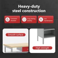 Werkbankset met lade 8 pcs Rood en Grijs Gepoedercoat staal - thumbnail