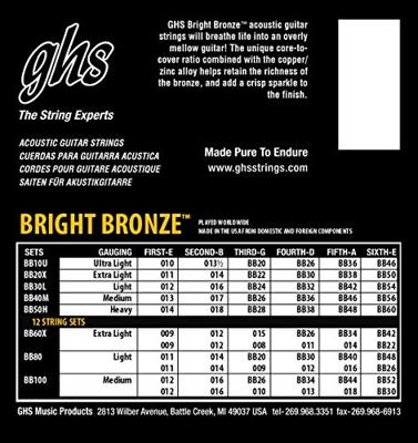 GHS BB20X Bright Bronze extra light snarenset voor westerngitaar