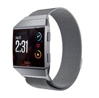 By Qubix - Compatible met Fitbit Ionic Milanese bandje - Maat: Large - Antraciet Grijs - Compatible fitbit bandje - thumbnail