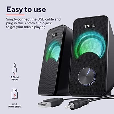 Trust Arys Compact RGB LED 2.0 speaker set PC speaker Zwart - thumbnail