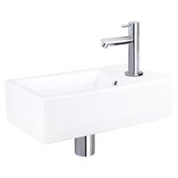 Fonteinset Differnz Force Keramiek 40x22x11.5 cm Wit Met Rechte Kraan Chroom - thumbnail