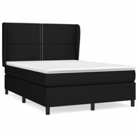Boxspring met matras stof zwart 140x190 cm - thumbnail