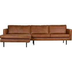 WOOOD Loungebank 'Rodeo' Links, Eco Leder, kleur Cognac