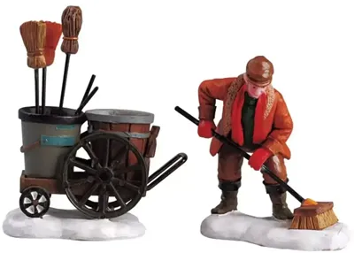 Lemax street sweeper s/2 kerstdorp figuur type 3 2005