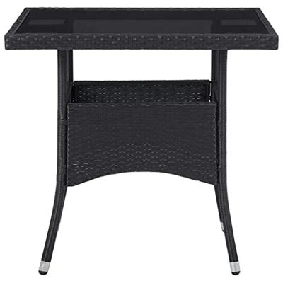 Tuintafel poly rattan en glas zwart Tuintafel poly rattan en glas zwart